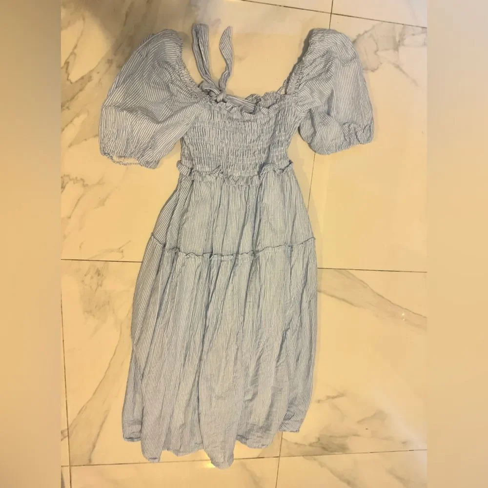 Blue Striped Off-Shoulder Dress #20
